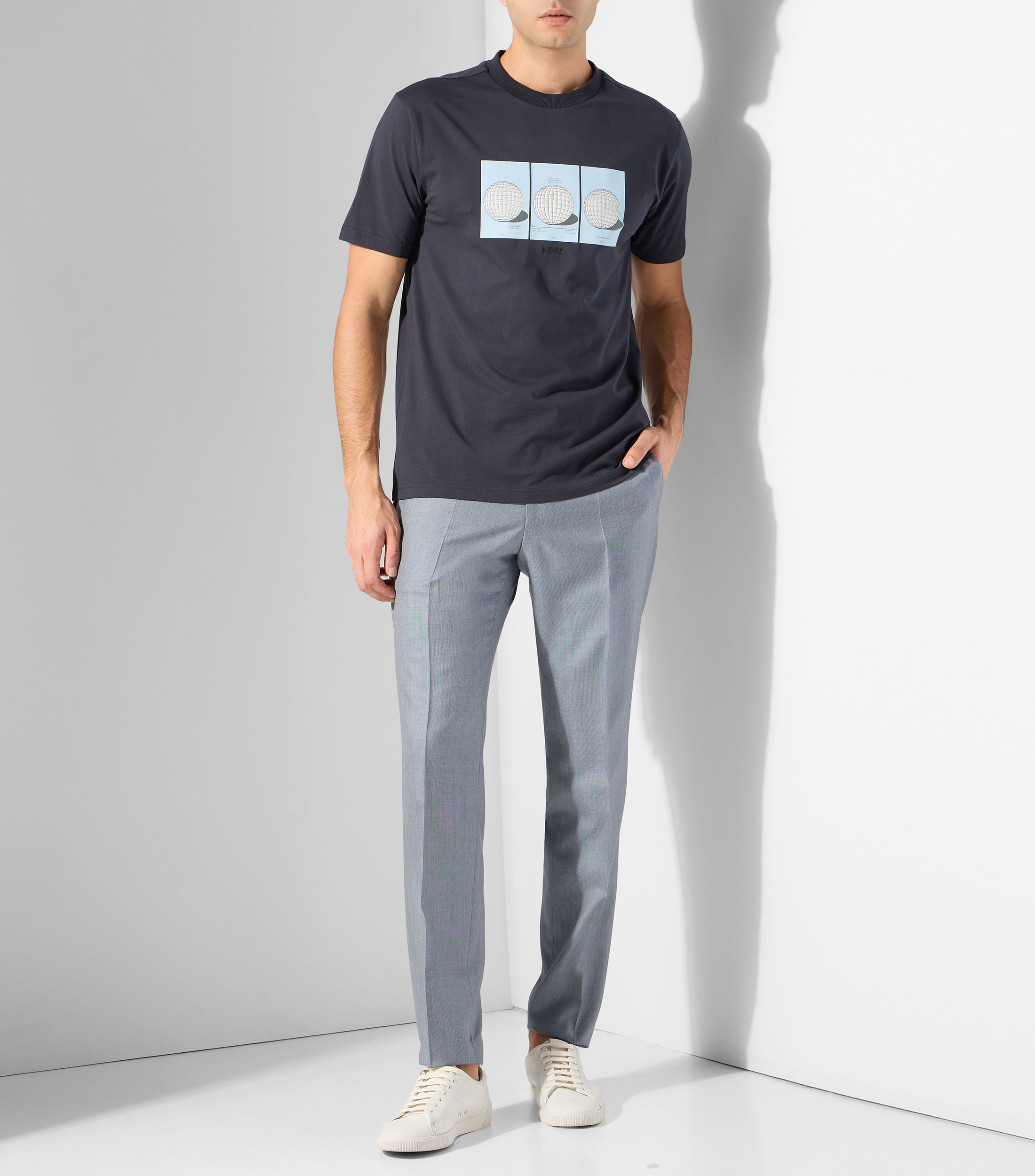 Playera cuello redondo manga corta estampada Hombre